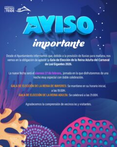 Teneriffa-Südwest, Santiago del Teide: Wahl der Karnevalskönigin verschoben 14 Wahl