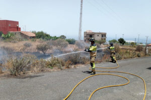 Teneriffa-Nordost, Santa Cruz: Brennendes Gestrüpp bei El Tablero 5 Brennendes