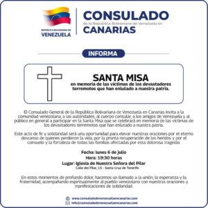 Teneriffa-Nordost, Santa Cruz: Messe für die Erdbebenopfer von Venezuela 8 Messe