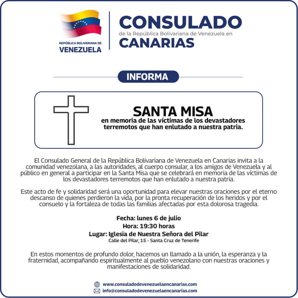 Teneriffa-Nordost, Santa Cruz: Messe für die Erdbebenopfer von Venezuela 1 Messe