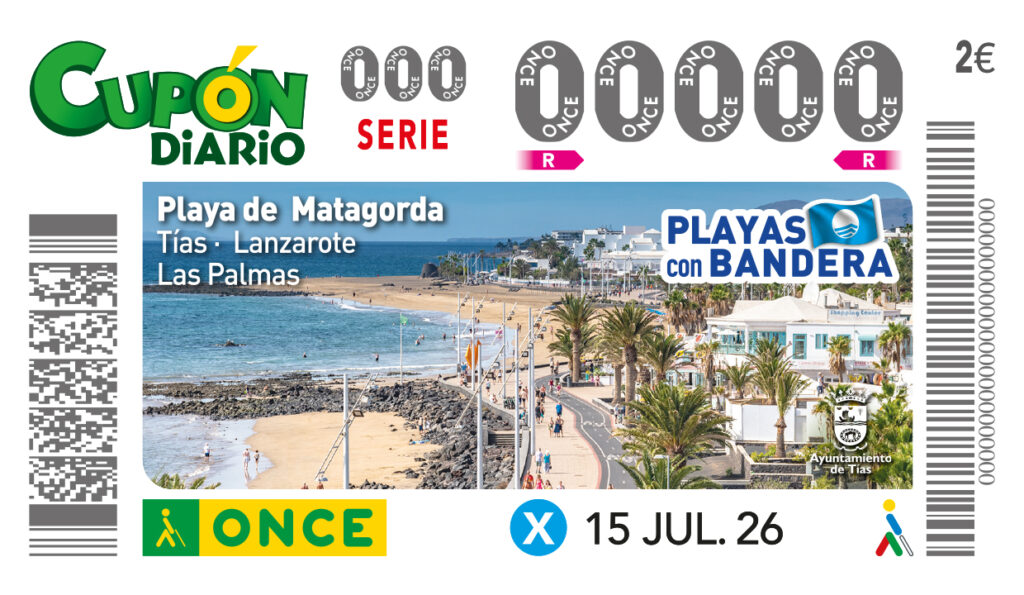 Lanzarote, Tías: ONCE-Los mit Motiv der Playa de Matagorda 96 once 1