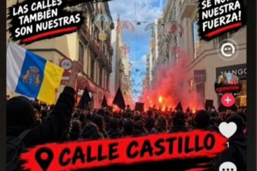 Kanarische Inseln, Teneriffa Krawall zu Halloween ? 92 Protest 1