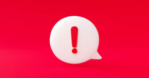 red danger alert notification reminder icon chat message bubble symbol background 3d illustration